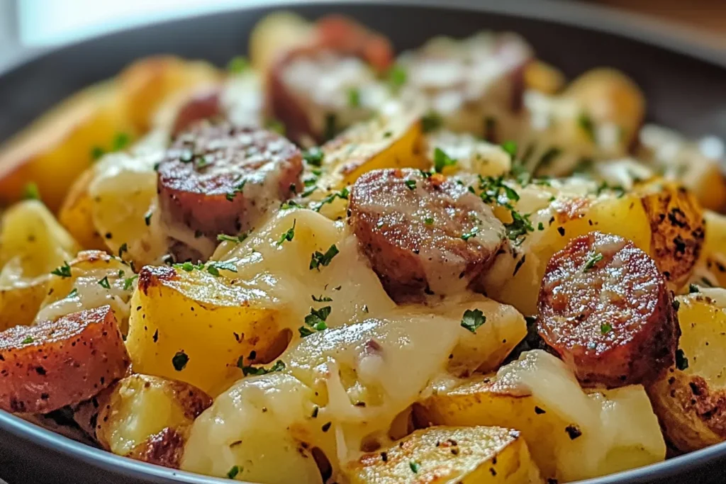 Cheesy Ranch Potatoes and Smoked Sausage
