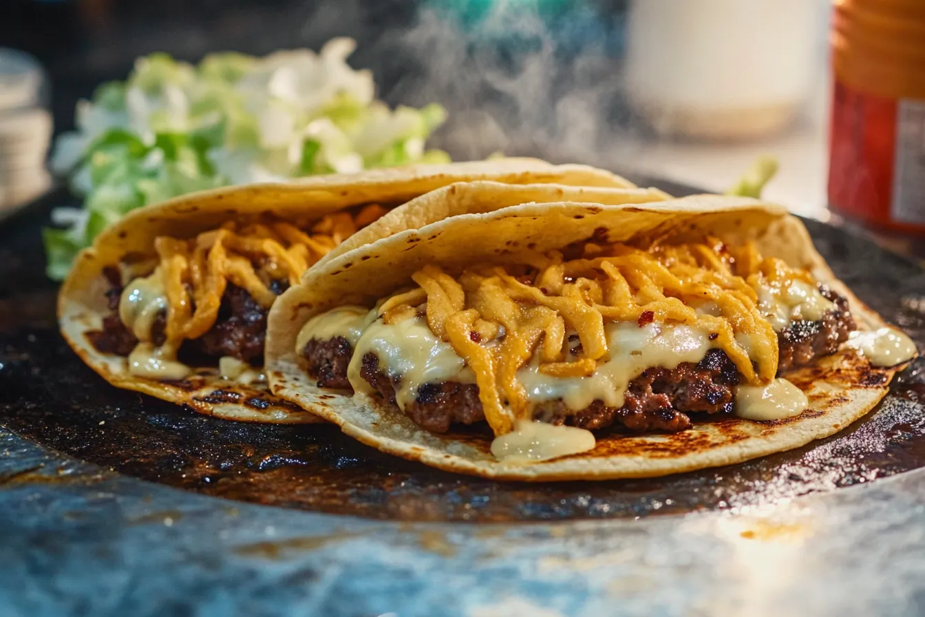 Cheesy Smashburger Tacos on the Griddle