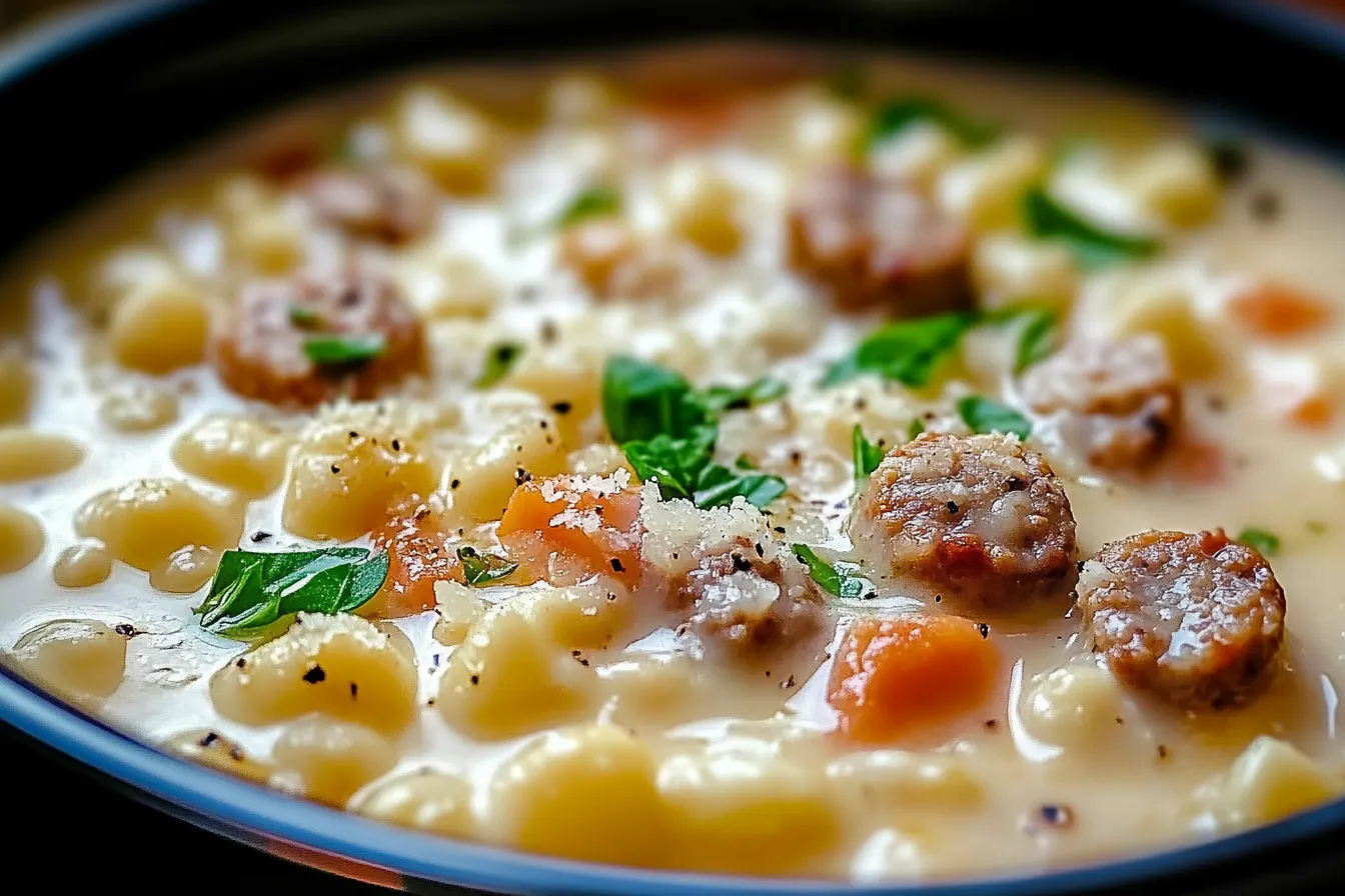 Creamy Parmesan Italian Sausage Ditalini Soup