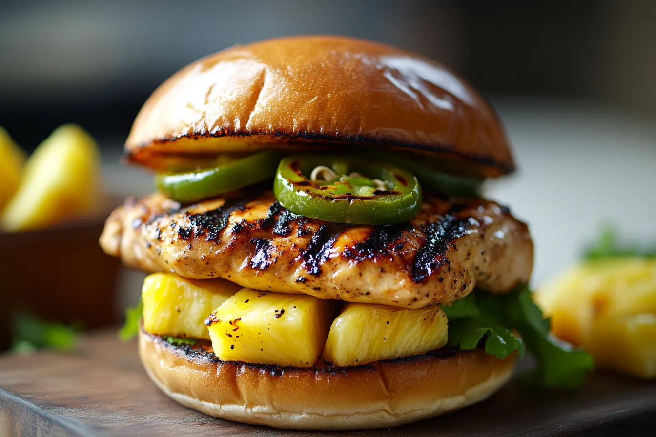 Grilled Pineapple and Jalapeño Chicken Sandwich