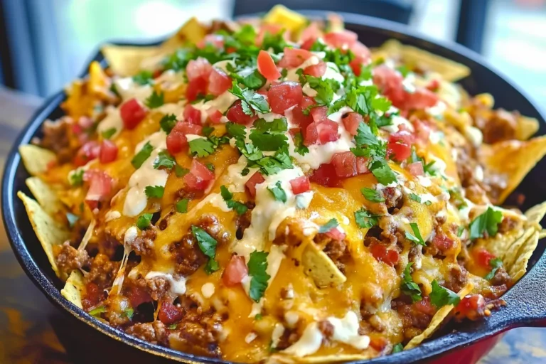 Loaded Griddle Nachos with Ground Beef