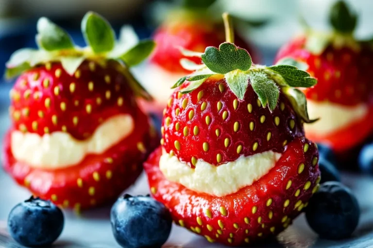 Patriotic Cheesecake-Stuffed Strawberries