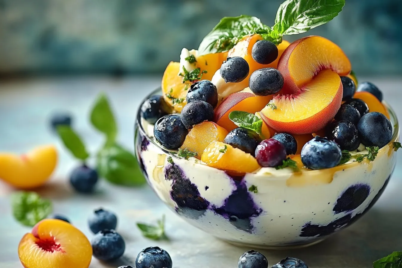Refreshing Summer Medley with Blueberries and Peaches