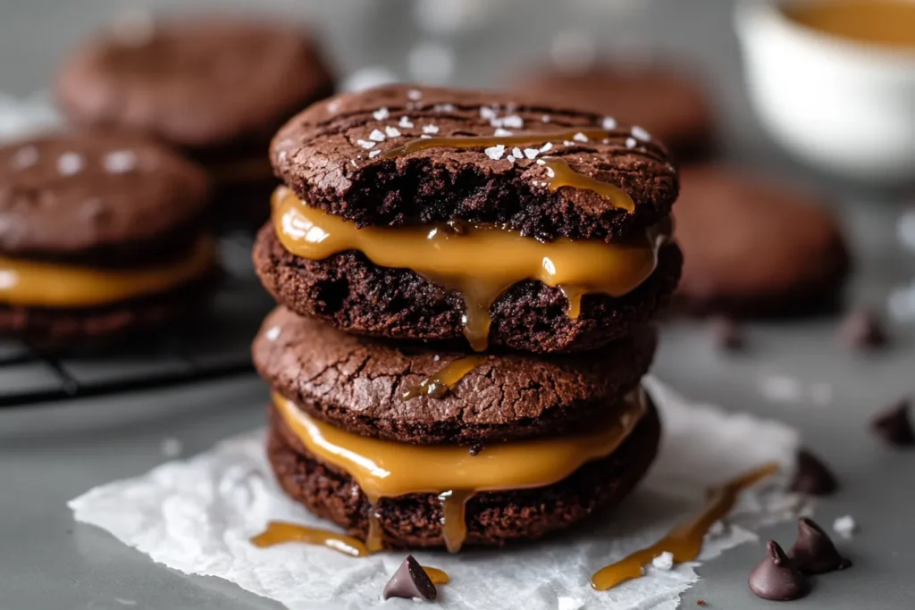 Salted Caramel Brownie Cookie Sandwiches