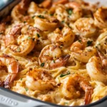Spicy Cajun Alfredo Shrimp Bake