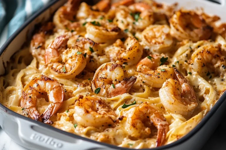 Spicy Cajun Alfredo Shrimp Bake