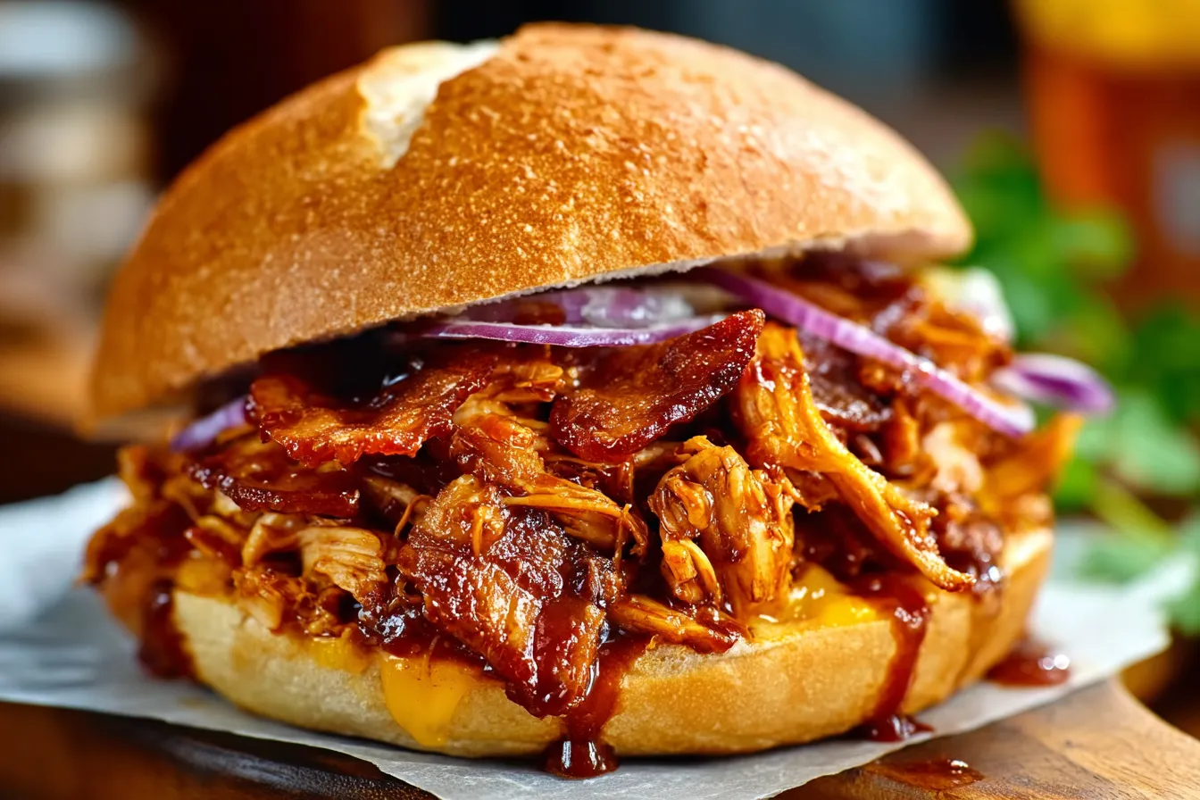 BBQ Pulled Chicken Bacon Melt