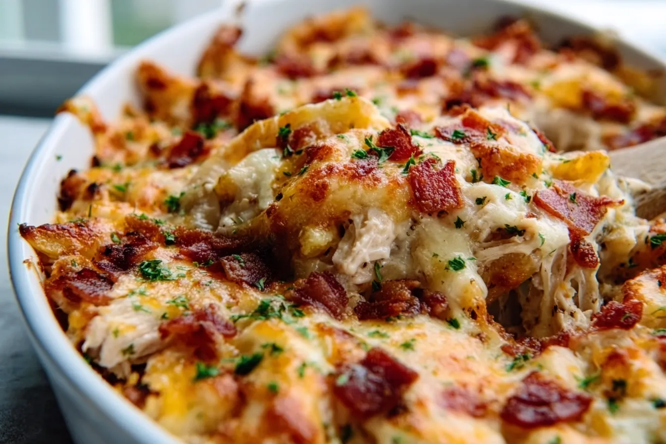 Cheesy Ranch Chicken Bacon Casserole