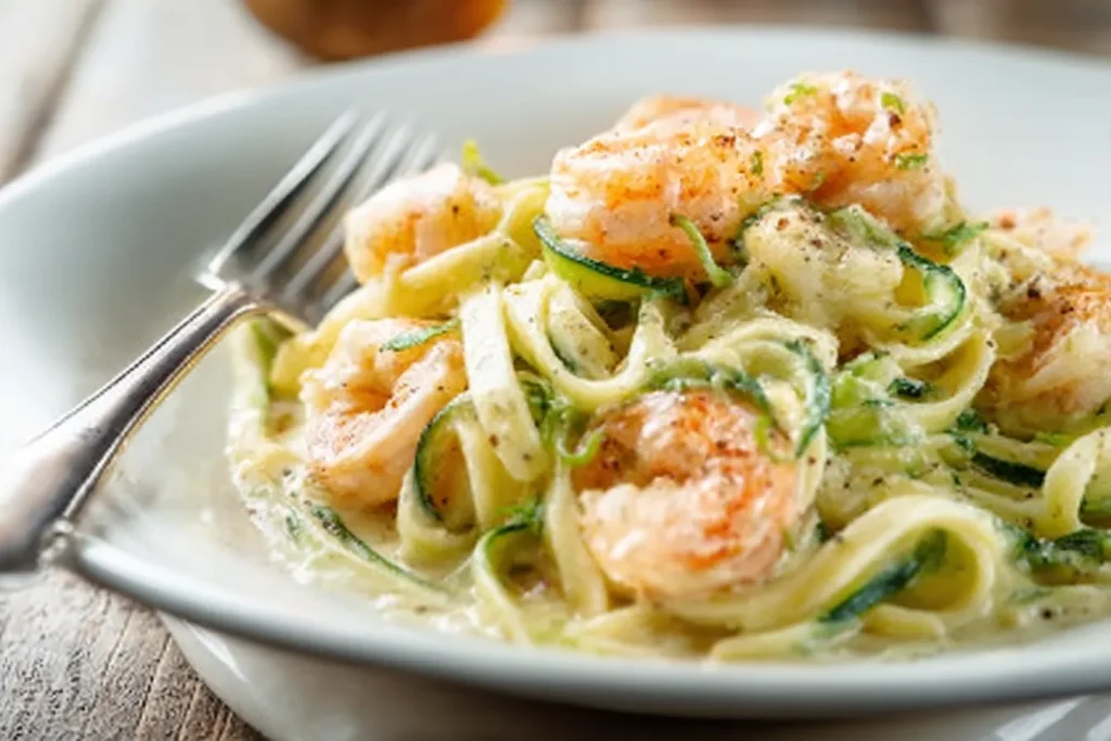 Creamy Zucchini Alfredo with Shrimp
