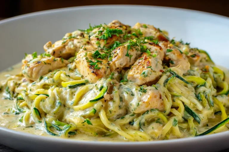 Creamy Zucchini Noodle Alfredo with Chicken creamy sauce