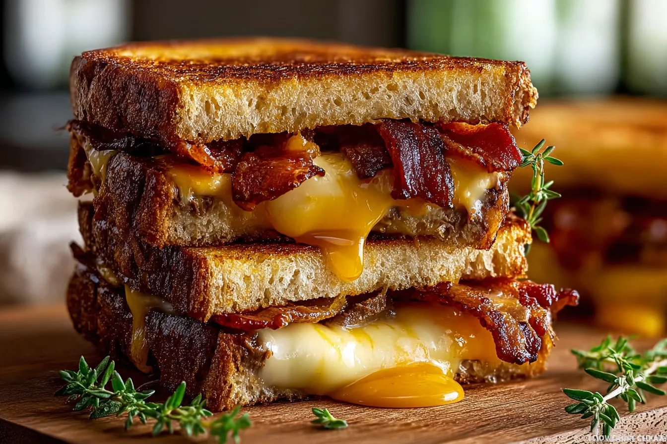 Honey Apple Cheddar Beef Bacon Grilled Cheese