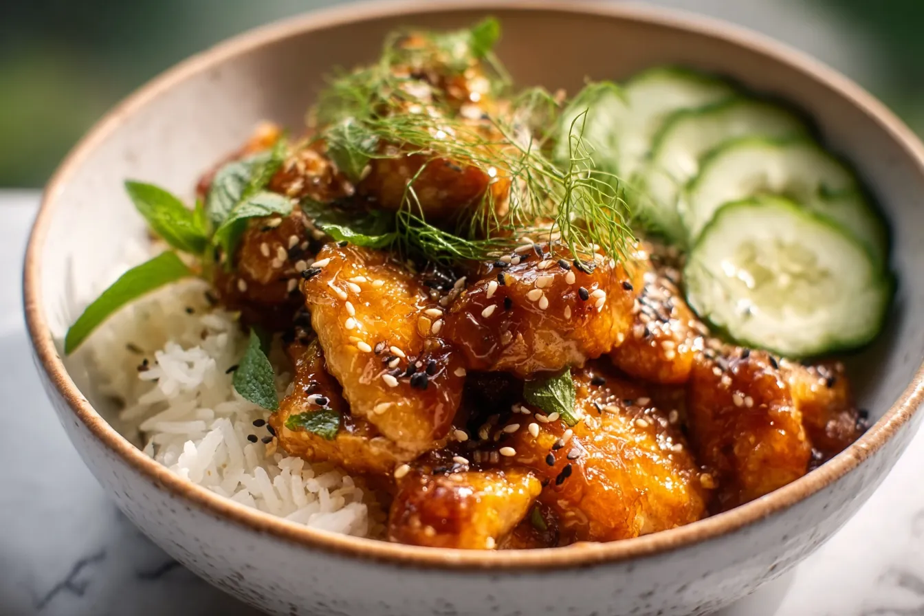 Honey Garlic Chicken Rice Bowls