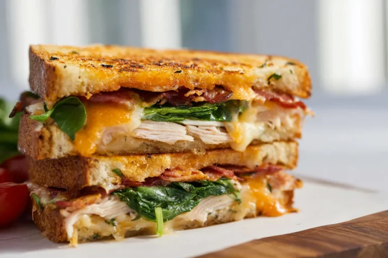 Turkey Melt With Cheddar, Spinach, And Bacon