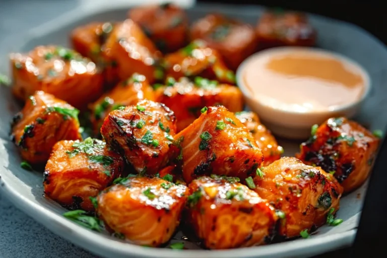 Air Fryer Salmon Bites with Spicy Sauce
