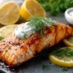 Baked Salmon with Lemon Dill Sauce