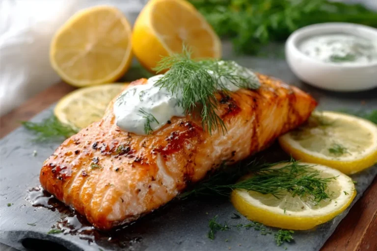 Baked Salmon with Lemon Dill Sauce