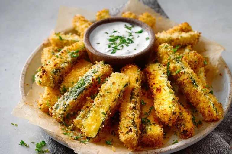 Baked Zucchini Fries with Yogurt Dip