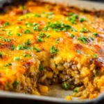 Beef and Cheddar Rice Bake