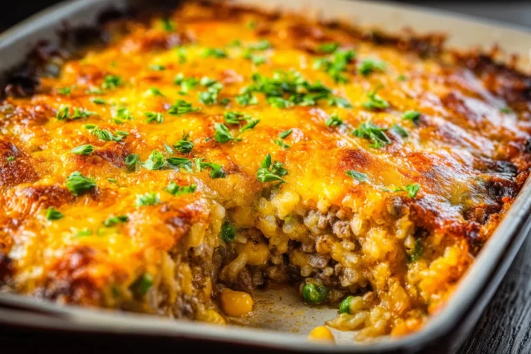 Beef and Cheddar Rice Bake