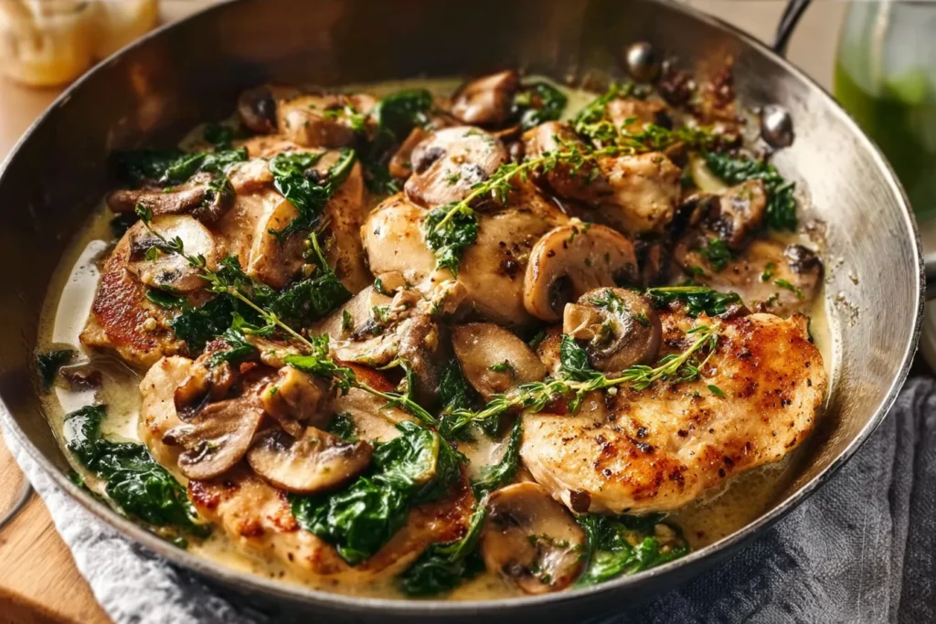 Chicken Spinach Mushroom Skillet