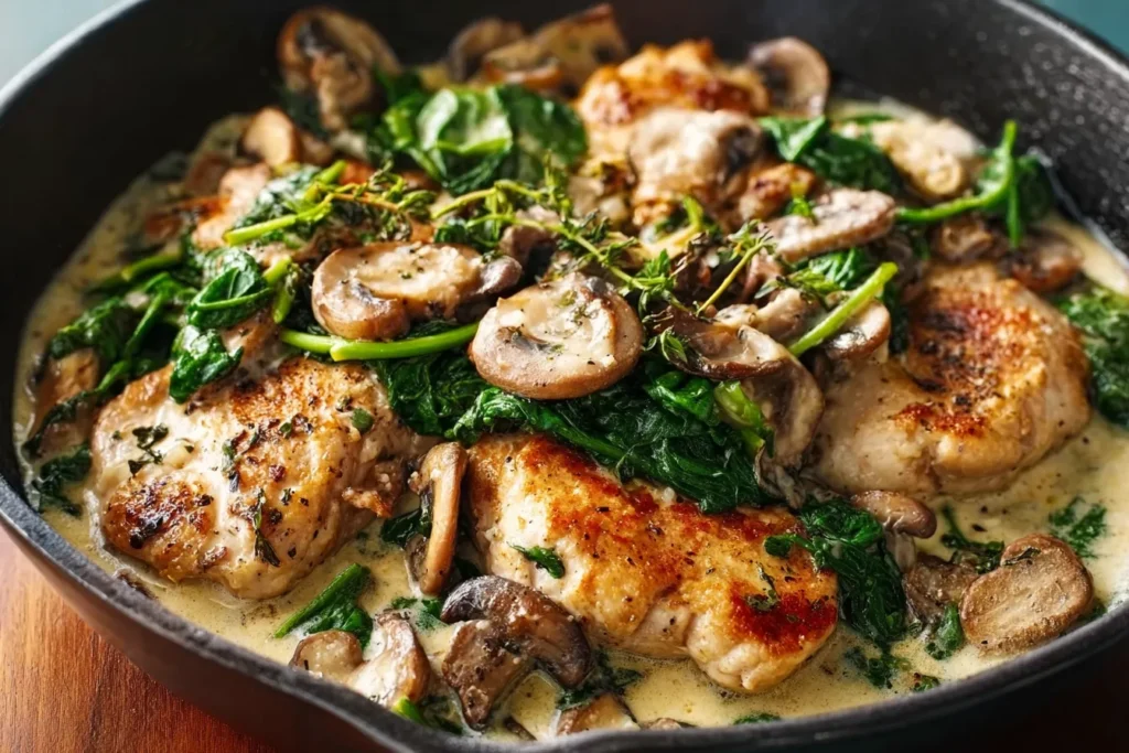 Chicken Spinach Mushroom Skillet