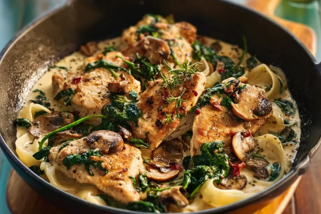 Chicken Spinach Mushroom Skillet