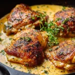 Creamy Garlic Chicken Thighs Skillet