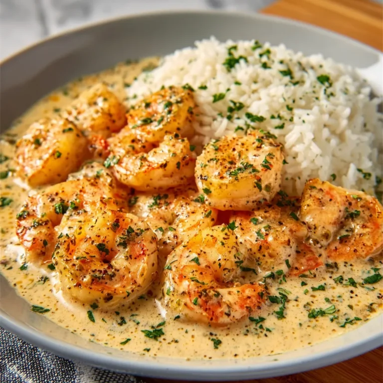 Creamy Garlic Shrimp Rice Skillet