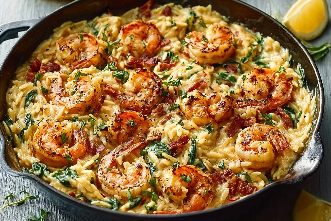 Creamy Shrimp Orzo Skillet