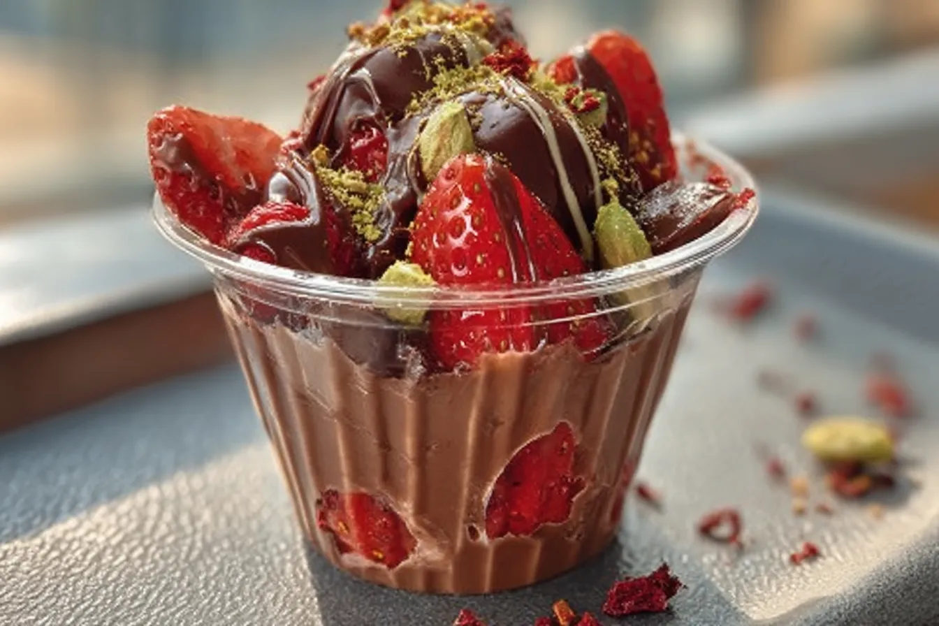 dubai chocolate strawberry cup