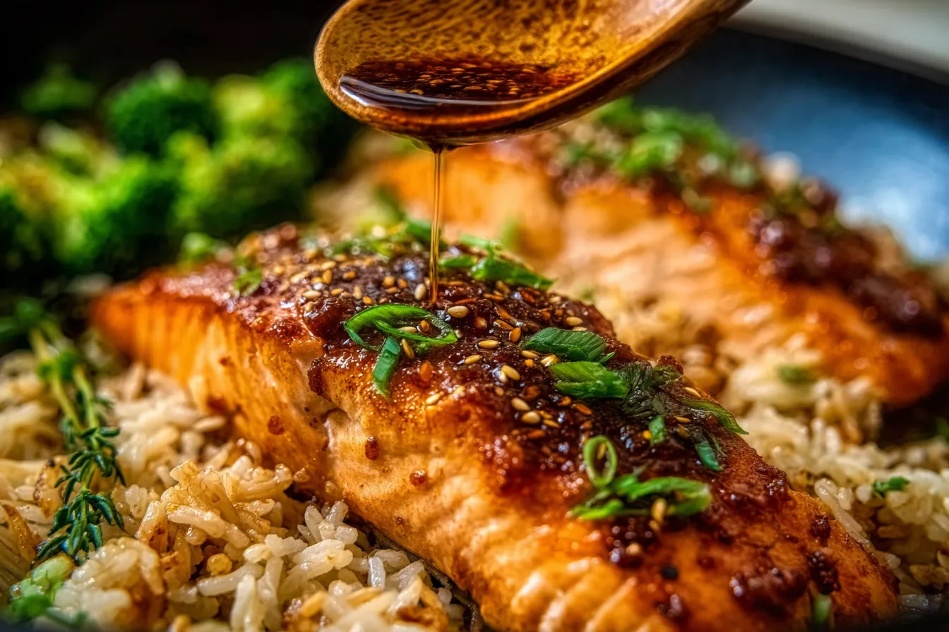 Honey Garlic Salmon Rice Skillet