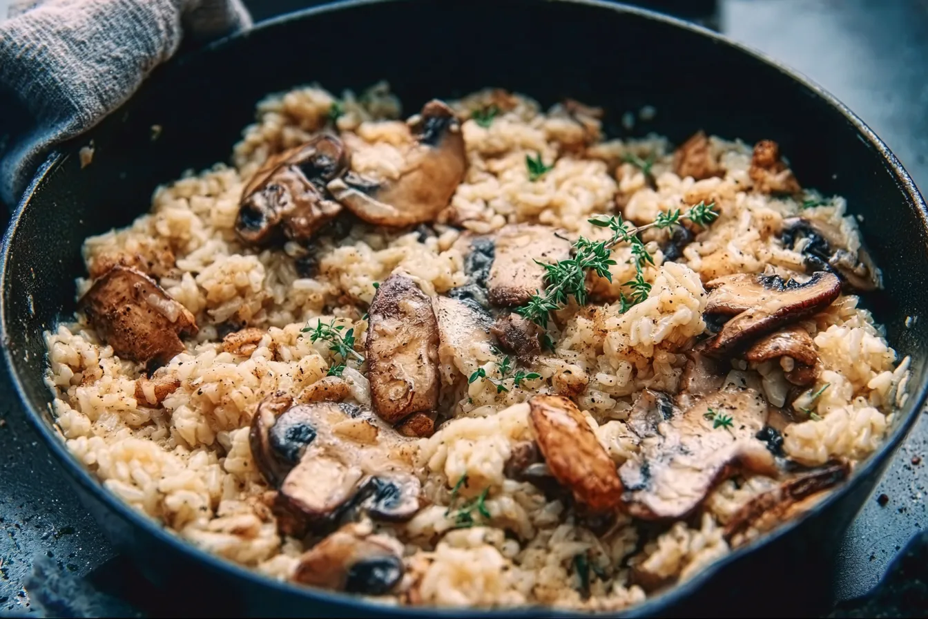 One Pan Creamy Mushroom Rice