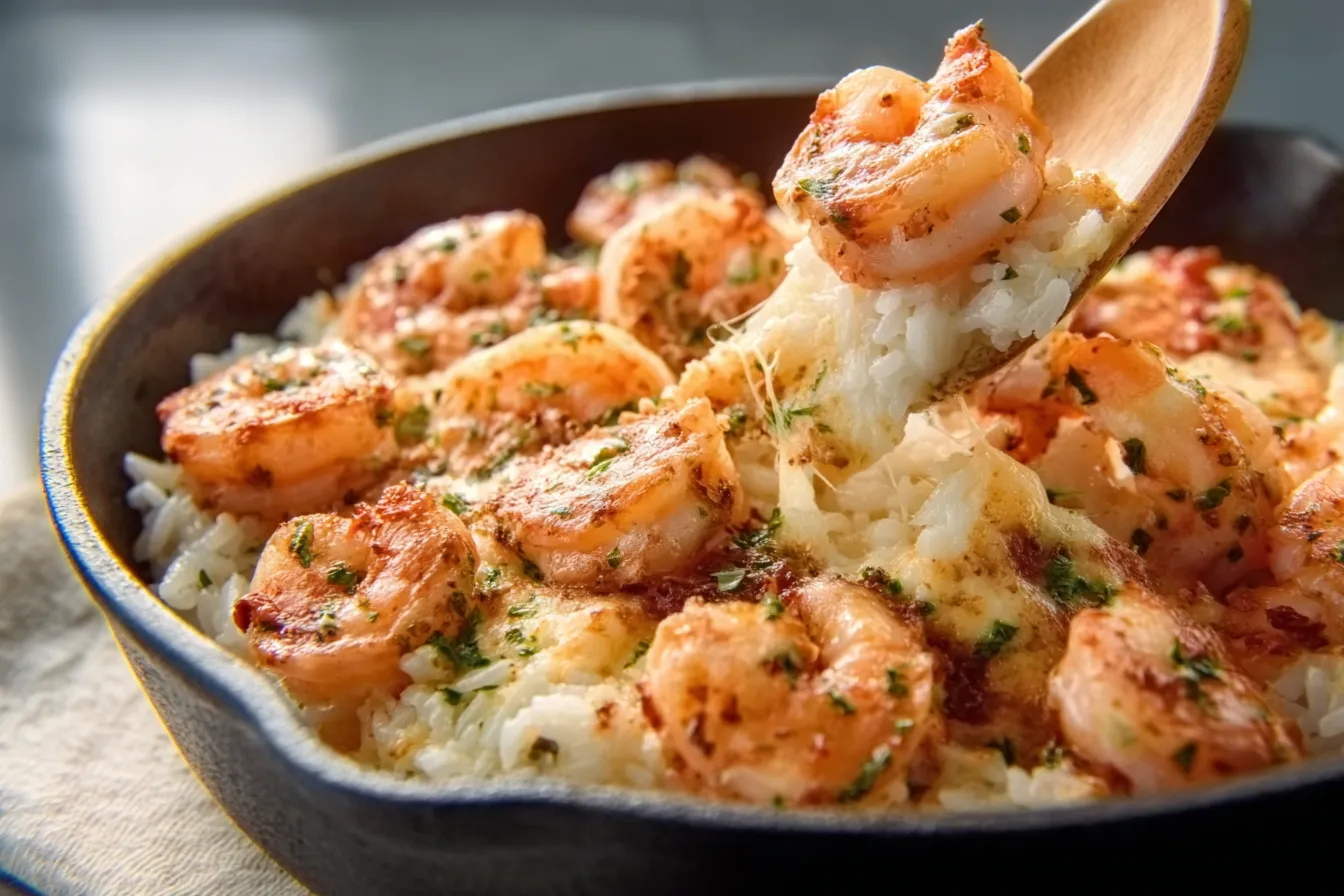 Shrimp Alfredo Rice Bake