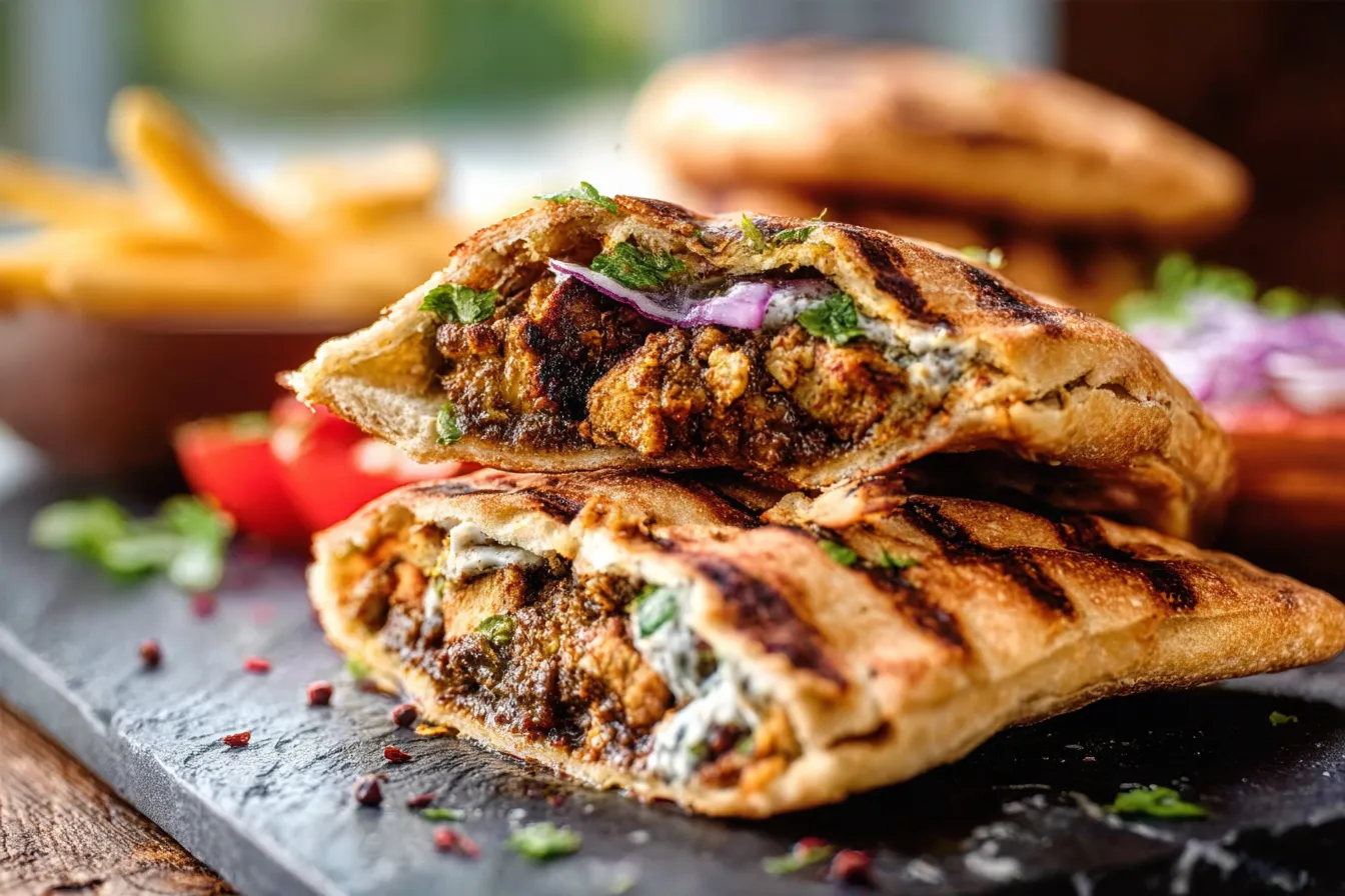 Stuffed Pita with Spiced Chicken