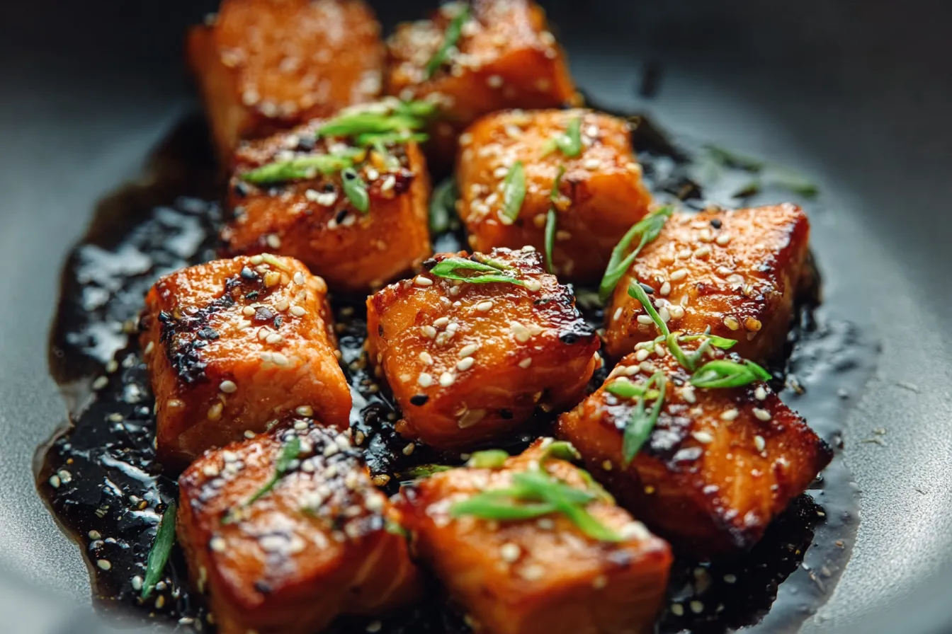 Air Fryer Honey Soy Salmon Bites