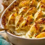 Cheesy Chicken Alfredo Baked Shells