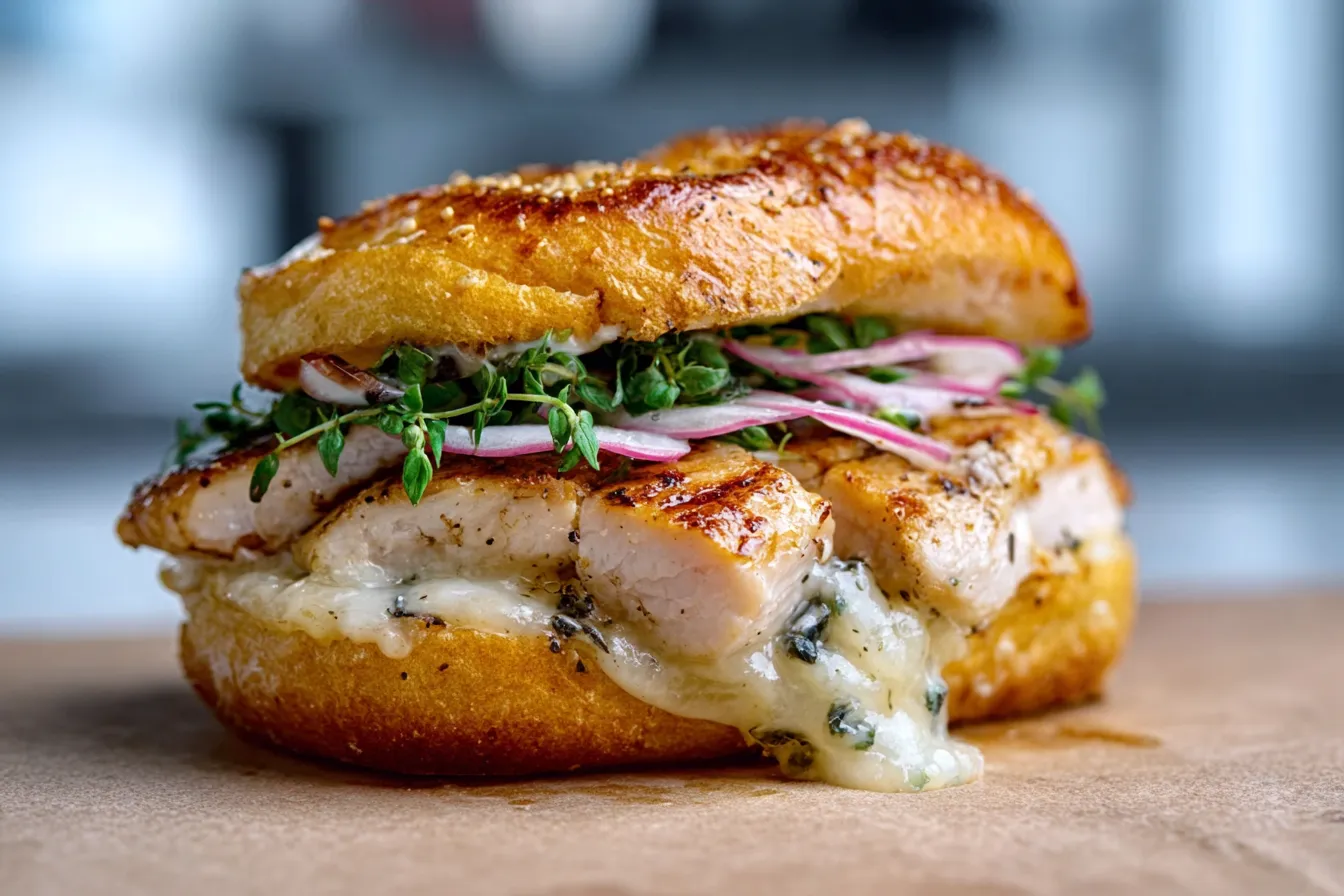 Creamy Garlic Chicken Melt Sandwich