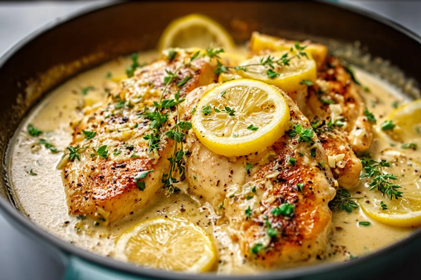 Creamy Lemon Garlic Chicken Skillet