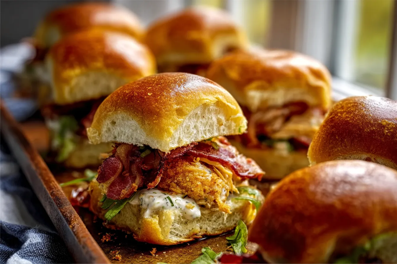 Crispy Ranch Chicken Bacon Sliders