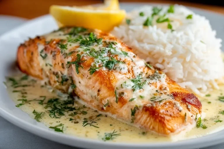 Garlic Butter Salmon with Creamy Rice