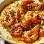 Garlic Butter Shrimp and Grits Casserole