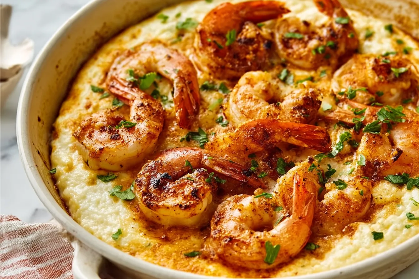 Garlic Butter Shrimp and Grits Casserole