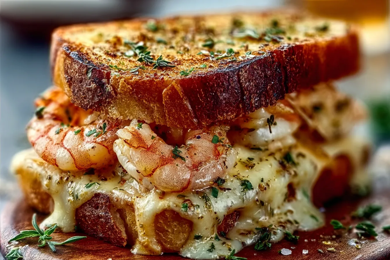 Garlic Butter Shrimp Melt Sandwich