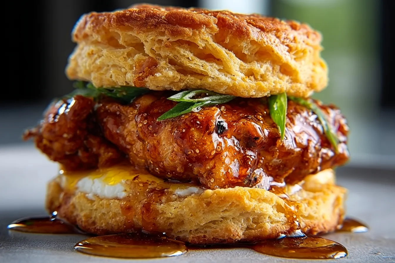 Hot Honey Chicken Biscuit Sandwich