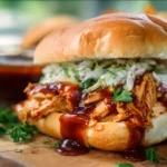 Slow Cooker BBQ Chicken Stuffed Sandwiches