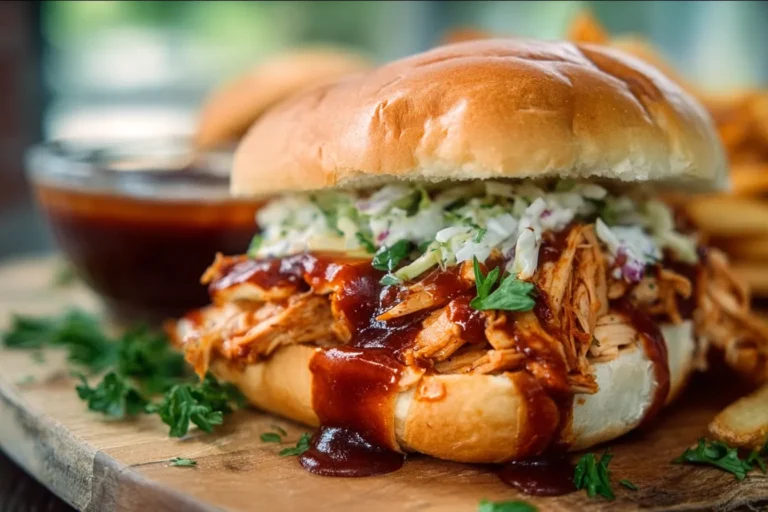 Slow Cooker BBQ Chicken Stuffed Sandwiches
