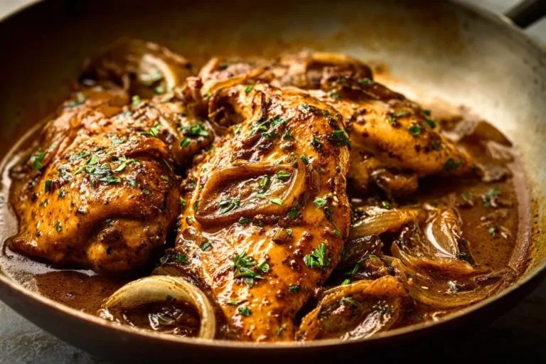 Slow Cooker Smothered Chicken Onion Gravy