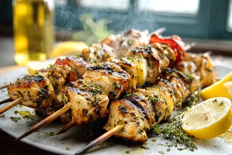 Grilled Chicken Skewers with Lemon and Herb Marinade