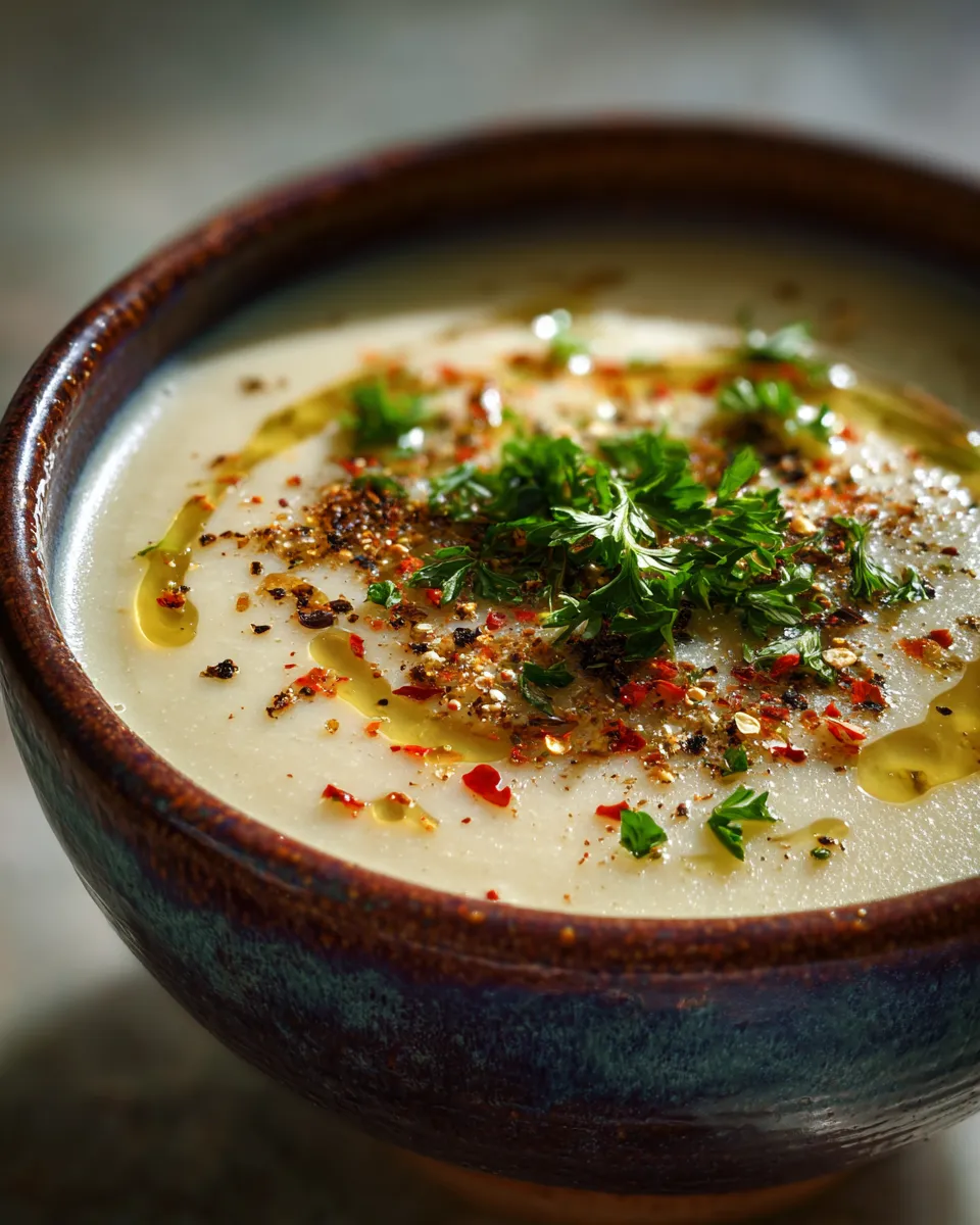 Creamy dairy free cauliflower soup crockpot white silky