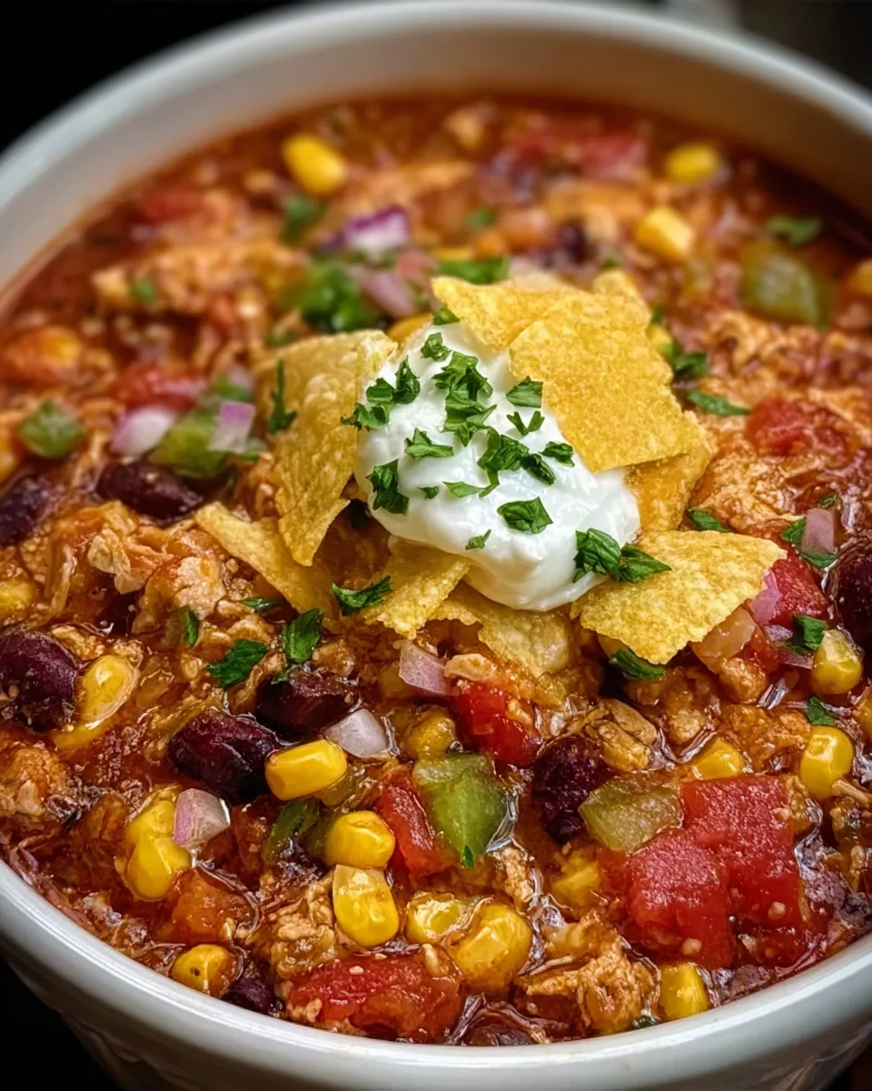 Dairy free taco soup crockpot bowl avocado chips